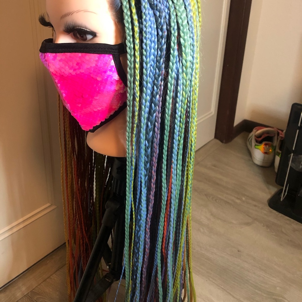 Rainbow braided wig